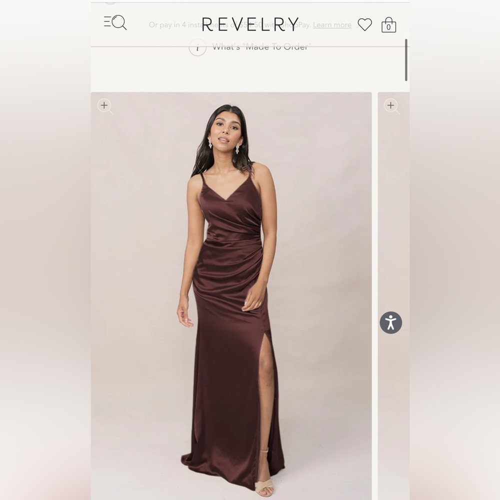 Revelry - Rory satin dress in color mahogany- size 8